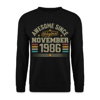 Novembre 1986 Cadeau Anniversaire | November 1986 - Sweat-shirt Unisexe - noir - Devant - Alina (178cm) & Michal (187cm)