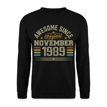 November 1989 Geburtstagsgeschenk | November 1989 - Unisex Pullover - Schwarz - Vorne - Alina (178cm) & Michal (187cm)