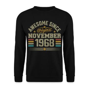 November 1968 Geburtstagsgeschenk | November 1968 - Unisex Pullover - Schwarz - Vorne - Alina (178cm) & Michal (187cm)