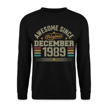 Décembre 1989 - Cadeau Anniversaire December 1989 - Sweat-shirt Unisexe - noir - Devant - Alina (178cm) & Michal (187cm)