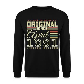 April 1991 Birthday April 1991 April 1991 - Unisex Sweatshirt - black - Front - Alina (178cm) & Michal (187cm)