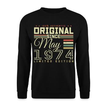May 1974 Birthday Gift, May 1974 Gift - Unisex Sweatshirt - black - Front - Alina (178cm) & Michal (187cm)