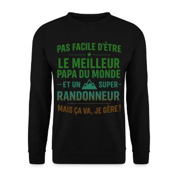 Super Papa Randonneur randonnée cadeau père - Sweat-shirt Unisexe - noir - Devant - Alina (178cm) & Michal (187cm)