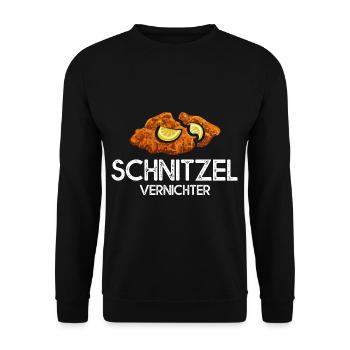 Schnitzel Vernichter Schnitzelfreunde - Unisex Pullover - Schwarz - Vorne - Alina (178cm) & Michal (187cm)