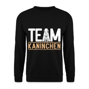 Team Kaninchen Team Hase Hasenmotiv - Unisex Pullover - Schwarz - Vorne - Alina (178cm) & Michal (187cm)