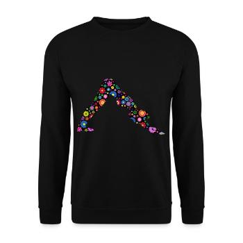 Yoga Blume Meditation Herabschauender Hund Yoga - Unisex Pullover - Schwarz - Vorne - Alina (178cm) & Michal (187cm)