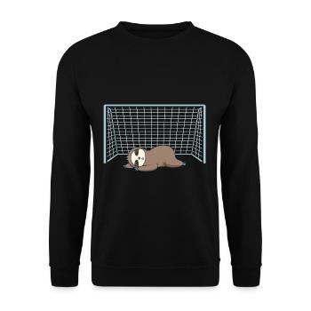 Football Goalkeeper Sloth Sleeping - Unisex Sweatshirt - black - Front - Alina (178cm) & Michal (187cm)