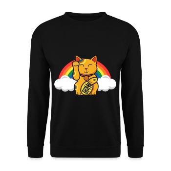 Fortune Cat Pride Maneki Neko Japanese Lucky Cat - Unisex Pullover - Schwarz - Vorne - Alina (178cm) & Michal (187cm)