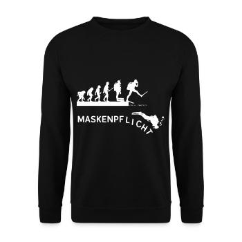 Evolution Taucher Maskenpflicht - Unisex Pullover - Schwarz - Vorne - Alina (178cm) & Michal (187cm)