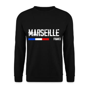 J'aime Marseille Nom de Ville en France - Sweat-shirt Unisexe - noir - Devant - Alina (178cm) & Michal (187cm)