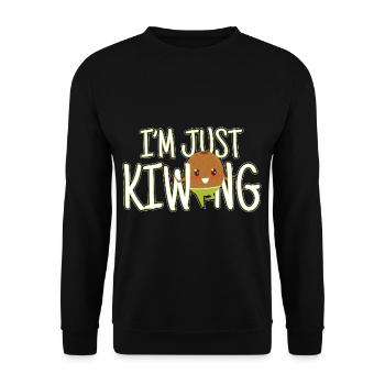 Im Just Kiwing - Unisex Pullover - Schwarz - Vorne - Alina (178cm) & Michal (187cm)