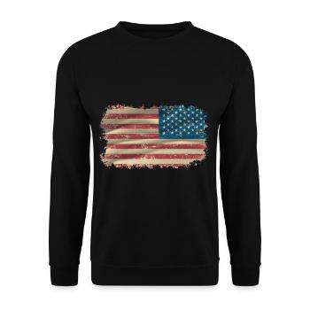 USA Flag Vintage Flag America - Unisex Sweatshirt - black - Front - Alina (178cm) & Michal (187cm)