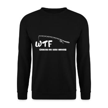 Wo ist der Fisch? Lustige Fischerei Ruhestand Plan - Unisex Pullover - Schwarz - Vorne - Alina (178cm) & Michal (187cm)