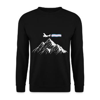 Berg Flugzeug Trans Flagge Transsexuell - Unisex Pullover - Schwarz - Vorne - Alina (178cm) & Michal (187cm)