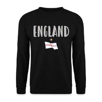 England Fußball Trikot Englische Flagge - Unisex Pullover - Schwarz - Vorne - Alina (178cm) & Michal (187cm)