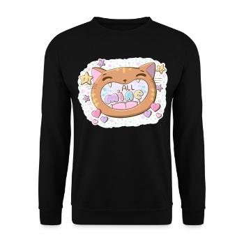 All mine cat in kawaii style - Unisex Sweatshirt - black - Front - Alina (178cm) & Michal (187cm)
