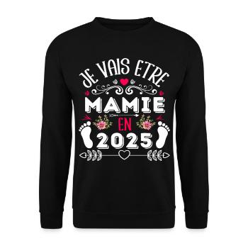 Mamie 2025 annonce naissance cadeau grand-mère - Sweat-shirt Unisexe - noir - Devant - Alina (178cm) & Michal (187cm)