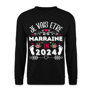Je vais être marraine en 2024 cadeau marraine 2024 - Sweat-shirt Unisexe - noir - Devant - Alina (178cm) & Michal (187cm)