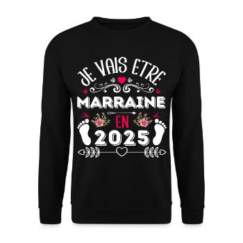 Je vais être marraine en 2025 cadeau marraine 2025 - Sweat-shirt Unisexe - noir - Devant - Alina (178cm) & Michal (187cm)