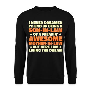 Son In Law Of A Freakin' Awesome Mother In Law - Unisex Sweatshirt - black - Front - Alina (178cm) & Michal (187cm)