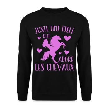 Juste Une Fille Qui Adore Les Chevaux Cadeau - Sweat-shirt Unisexe - noir - Devant - Alina (178cm) & Michal (187cm)