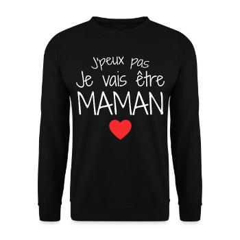 Maman / Fête des Mère / Enfant / Mere / Bébé - Sweat-shirt Unisexe - noir - Devant - Alina (178cm) & Michal (187cm)