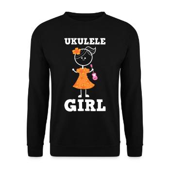 Ukulele Mädchen Mutter Tochter Tante - Unisex Pullover - Schwarz - Vorne - Alina (178cm) & Michal (187cm)
