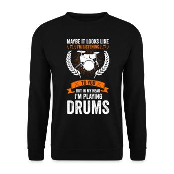 Schlagzeug Musikband Drummer Rock Musik - Unisex Pullover - Schwarz - Vorne - Alina (178cm) & Michal (187cm)