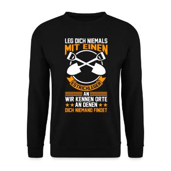 Estrichleger Estrich Baustellen - Unisex Pullover - Schwarz - Vorne - Alina (178cm) & Michal (187cm)