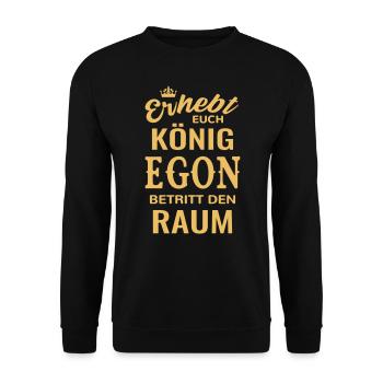 Name Egon König Geschenkidee Geburtstag lustig - Unisex Pullover - Schwarz - Vorne - Alina (178cm) & Michal (187cm)