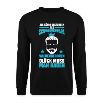 König Schwiegerpapa Schwiegervater - Unisex Pullover - Schwarz - Vorne - Alina (178cm) & Michal (187cm)