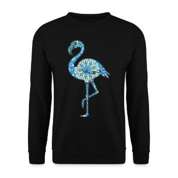 Mandala Flamingo Geometrisches Muster Kunst - Unisex Pullover - Schwarz - Vorne - Alina (178cm) & Michal (187cm)