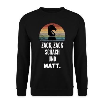 Springer Schachmatt Schach Geschenk Schachspieler - Unisex Pullover - Schwarz - Vorne - Alina (178cm) & Michal (187cm)