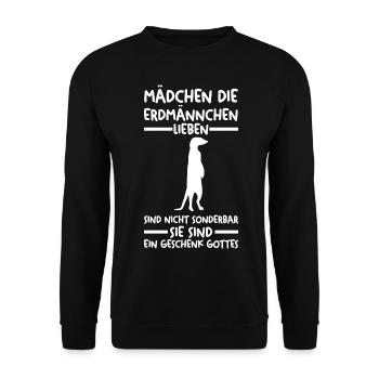 Erdmännchen - Unisex Pullover - Schwarz - Vorne - Alina (178cm) & Michal (187cm)