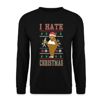 Je déteste Noël en disant drôle de paresseux laid - Sweat-shirt Unisexe - noir - Devant - Alina (178cm) & Michal (187cm)