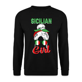 Sicile Fille Femme Sicilienne Italie - Sweat-shirt Unisexe - noir - Devant - Alina (178cm) & Michal (187cm)
