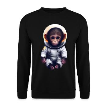 Affe Astronaut - Unisex Pullover - Schwarz - Vorne - Alina (178cm) & Michal (187cm)