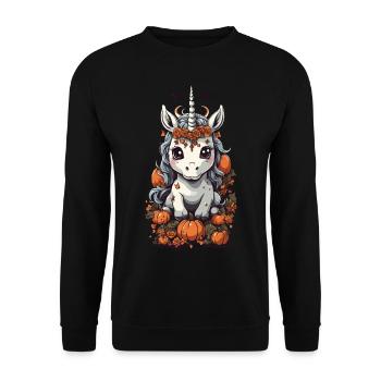 Mignon Halloween Licorne et conception de citrouille - Sweat-shirt Unisexe - noir - Devant - Alina (178cm) & Michal (187cm)