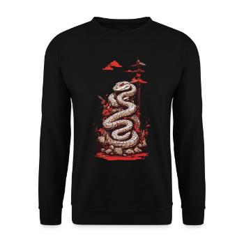 Traditional Japanese tattoo snake design - Unisex Sweatshirt - black - Front - Alina (178cm) & Michal (187cm)