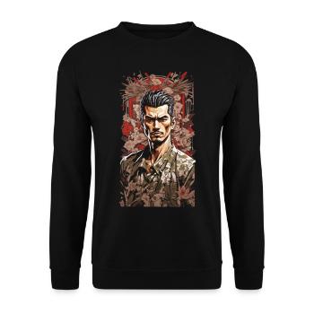 Retro Japan Straßenmacht Design im Vintage Stil - Unisex Pullover - Schwarz - Vorne - Alina (178cm) & Michal (187cm)