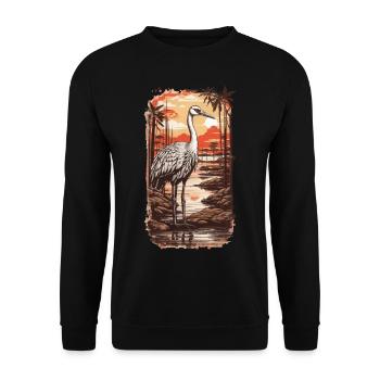 African Stork Aesthetic & Nature Bird Design - Unisex Sweatshirt - black - Front - Alina (178cm) & Michal (187cm)