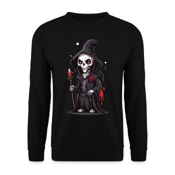 Halloween Skeleton Magician Cartoon Magic - Unisex Sweatshirt - black - Front - Alina (178cm) & Michal (187cm)