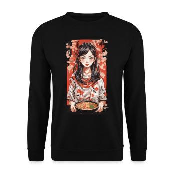 Soupes Ramen Japonaises Style Ukiyo-E - Sweat-shirt Unisexe - noir - Devant - Alina (178cm) & Michal (187cm)