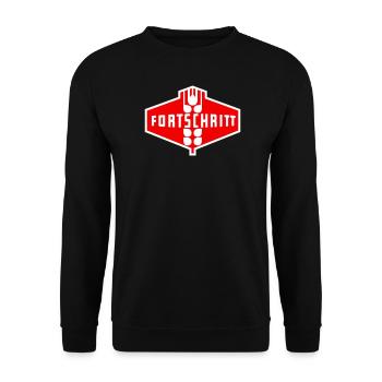 Fortschritt DDR (zweifarbig) - Unisex Pullover - Schwarz - Vorne - Alina (178cm) & Michal (187cm)