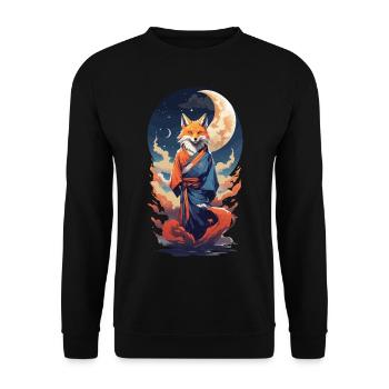 Mystical Kitsune in Kimono Japan Anime Yokai - Unisex Sweatshirt - black - Front - Alina (178cm) & Michal (187cm)