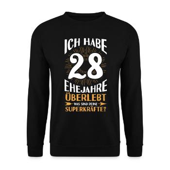 Ehe Nelkenhochzeit 28 Jahre Verheiratet Hochzeitst - Unisex Pullover - Schwarz - Vorne - Alina (178cm) & Michal (187cm)