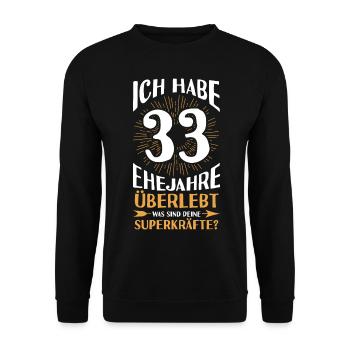 Ehe Zinnhochzeit 33 Jahre Verheiratet Hochzeitstag - Unisex Pullover - Schwarz - Vorne - Alina (178cm) & Michal (187cm)
