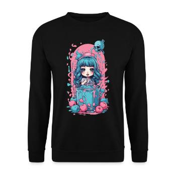 Gothic Kawaii Milkshake Anime Goth Design - Unisex Pullover - Schwarz - Vorne - Alina (178cm) & Michal (187cm)