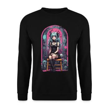 Pastel Goth Anime Kawaii E-Girl Style urbain - Sweat-shirt Unisexe - noir - Devant - Alina (178cm) & Michal (187cm)