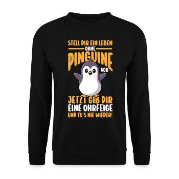 Pinguin - Unisex Pullover - Schwarz - Vorne - Alina (178cm) & Michal (187cm)